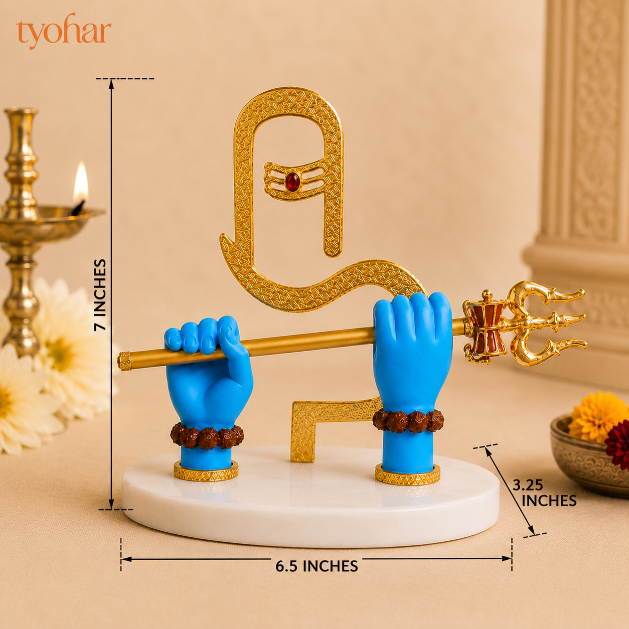 Shivji Hands Idol | Mahadev Divine Hands | 24K Gold Plated Shiva Idol with Trishul & Shivling