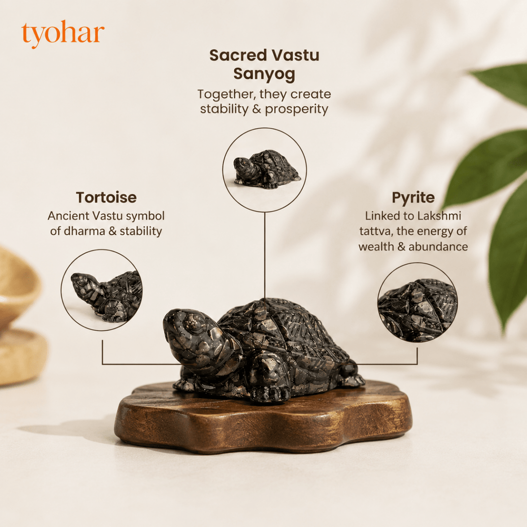 Raw Pyrite Tortoise For Vastu, Feng Shui & Prosperity - Tyohar Store