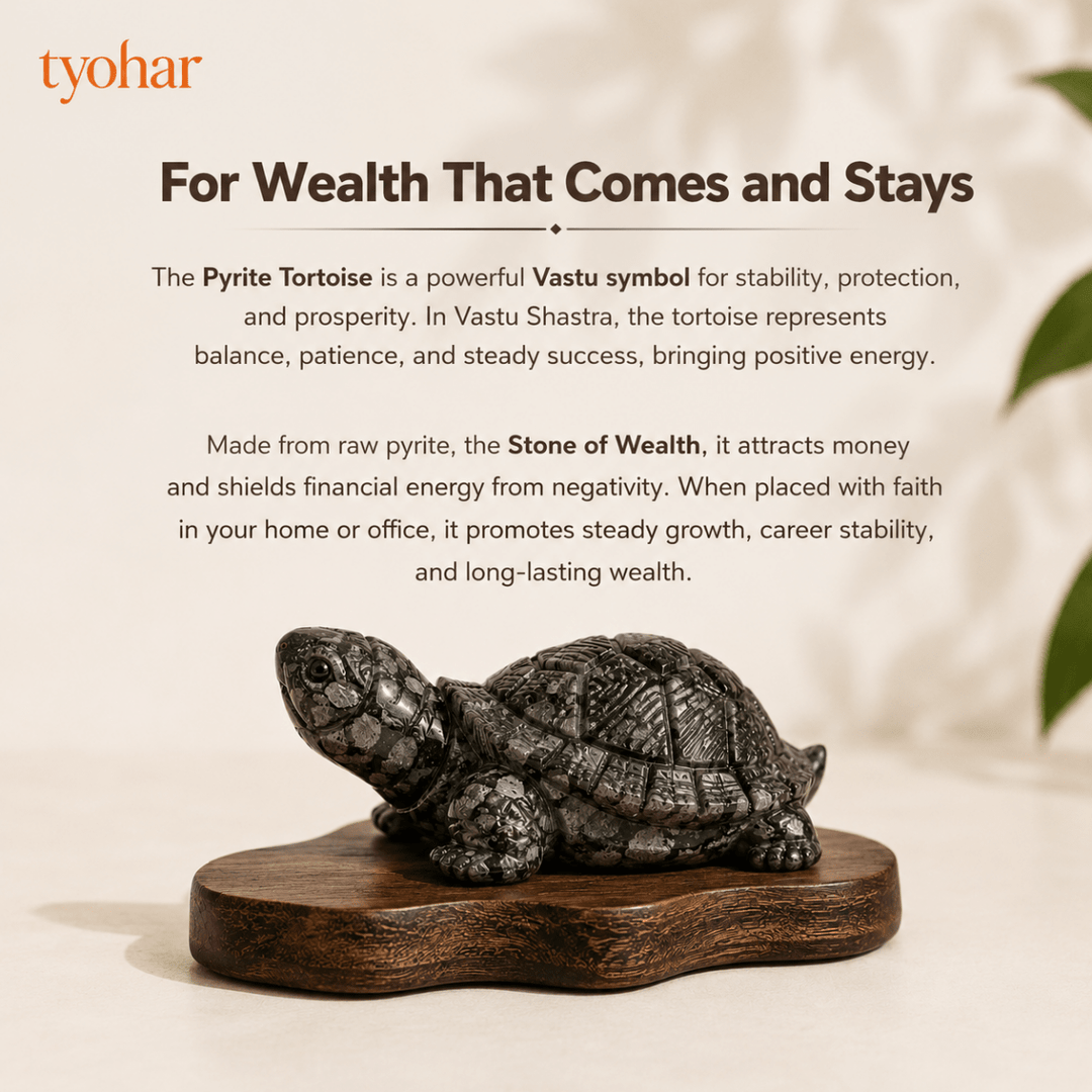 Raw Pyrite Tortoise For Vastu, Feng Shui & Prosperity - Tyohar Store