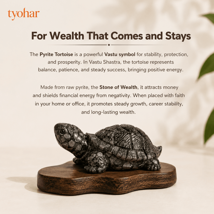 Raw Pyrite Tortoise For Vastu, Feng Shui & Prosperity - Tyohar Store