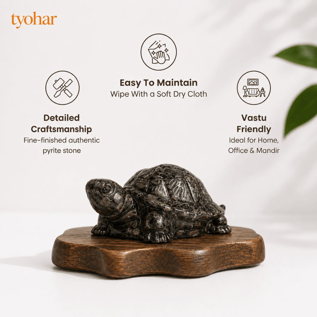Raw Pyrite Tortoise For Vastu, Feng Shui & Prosperity - Tyohar Store