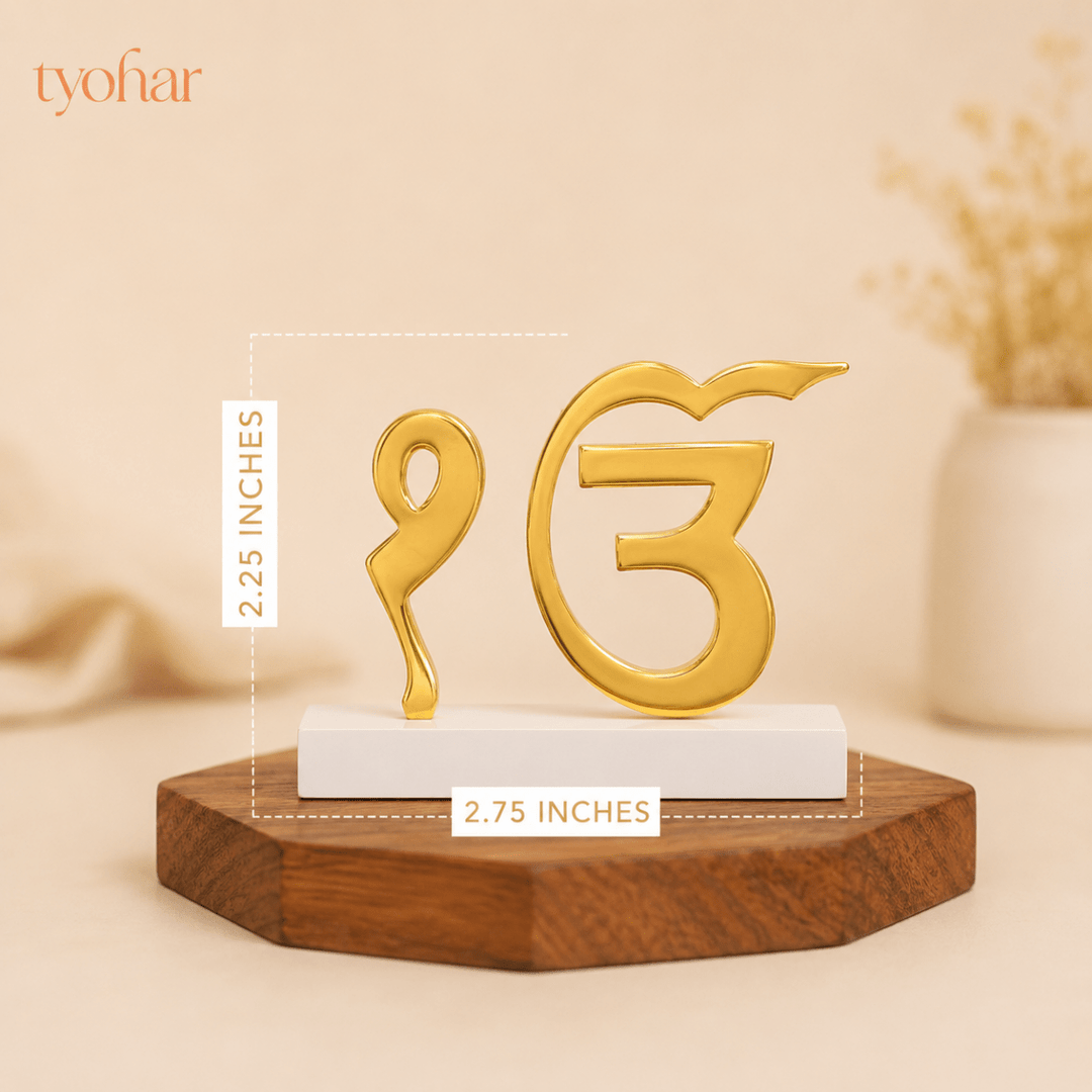 Ik Onkar & Khanda Car Dashboard Idol | Pure Gold Plated - Tyohar Store