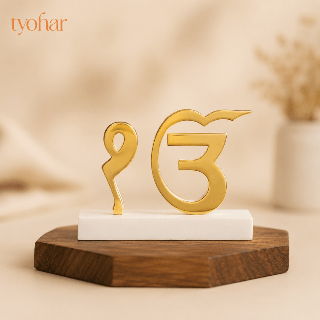Ik Onkar & Khanda Car Dashboard Idol | Pure Gold Plated - Tyohar Store