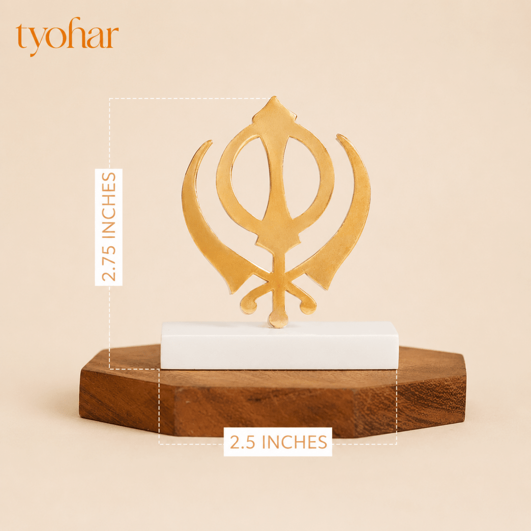 Ik Onkar & Khanda Car Dashboard Idol | Pure Gold Plated - Tyohar Store