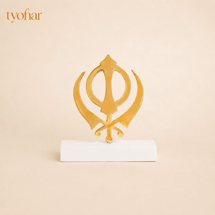 Ik Onkar & Khanda Car Dashboard Idol | Pure Gold Plated - Tyohar Store