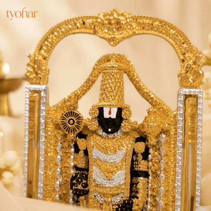 Lord Balaji (Srinivasa Mangapuram) Idol | Pure Gold & Silver plated - Tyohar Store
