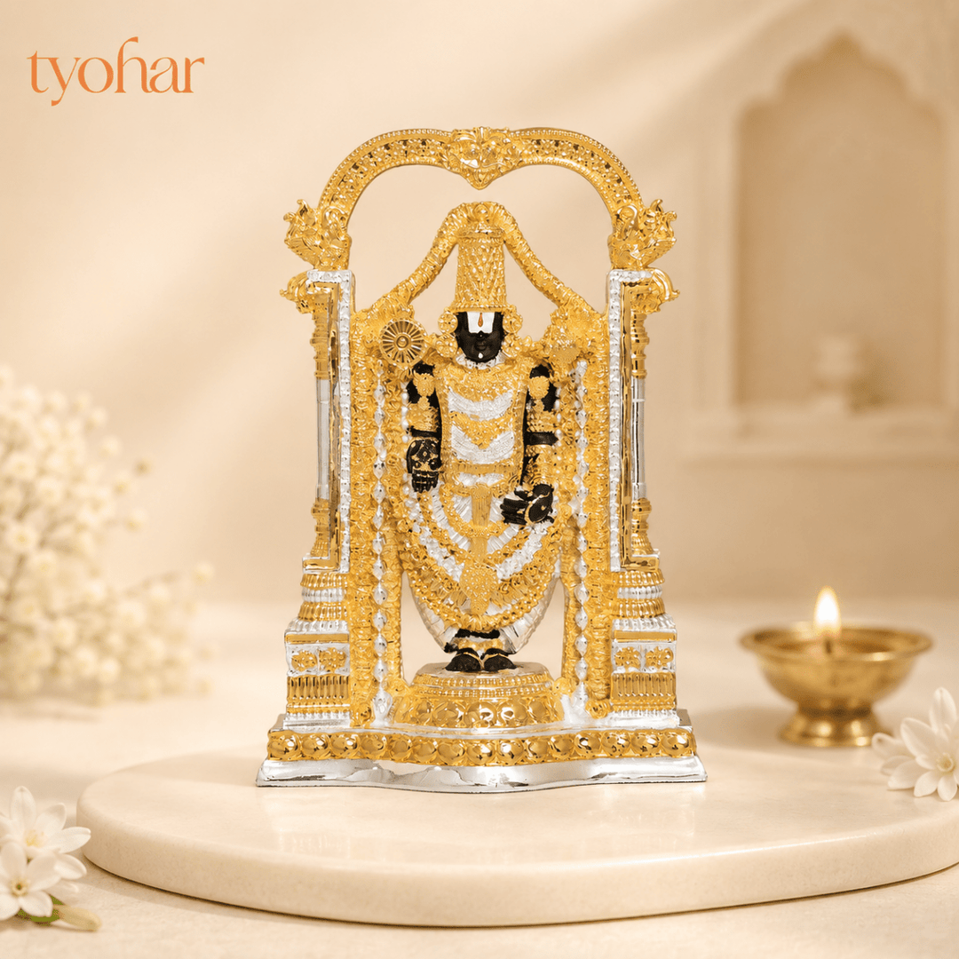 Lord Balaji (Srinivasa Mangapuram) Idol | Pure Gold & Silver plated - Tyohar Store
