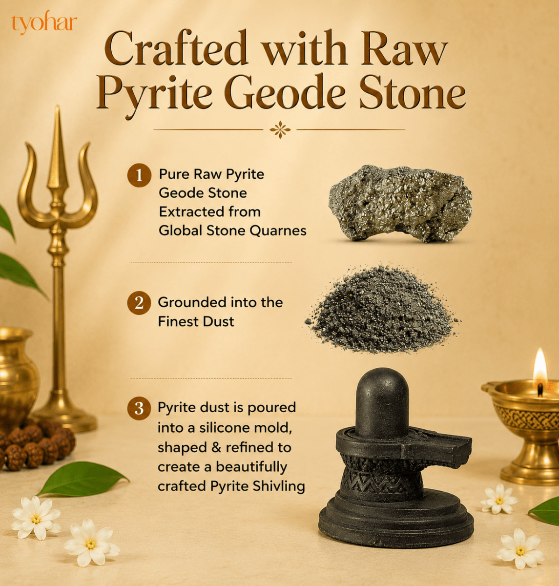 Pyrite Shivling & Nandi | Attract Abundance, Prosperity & Shiv Ji's Blessings - Tyohar Store