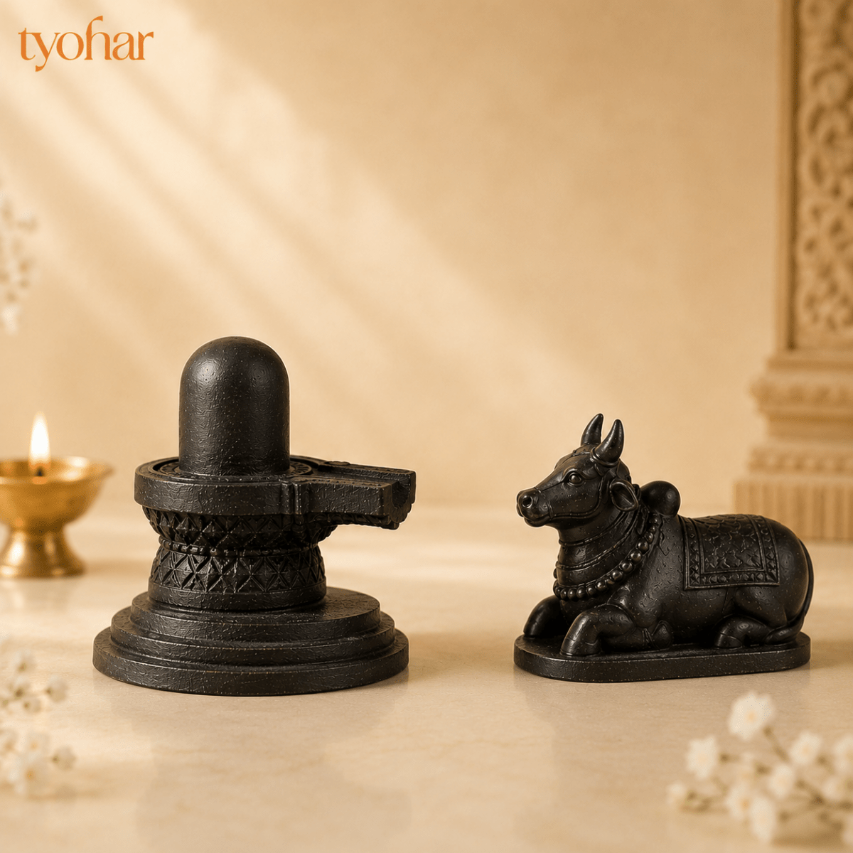 Pyrite Shivling & Nandi | Attract Abundance, Prosperity & Shiv Ji's Blessings - Tyohar Store