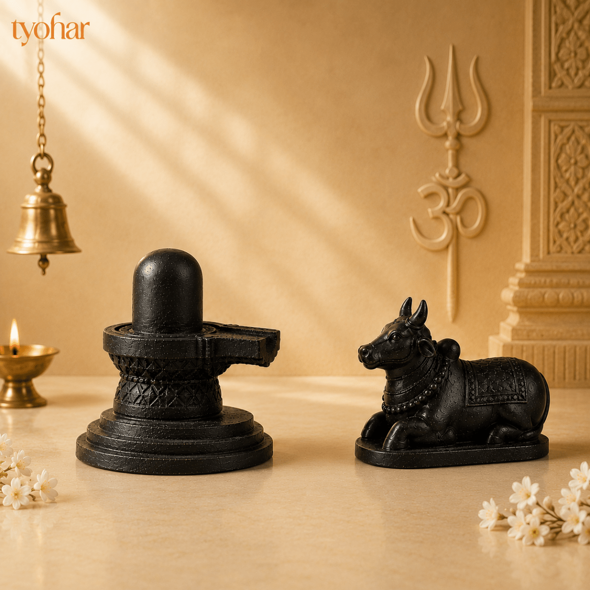 Pyrite Shivling & Nandi | Attract Abundance, Prosperity & Shiv Ji's Blessings - Tyohar Store