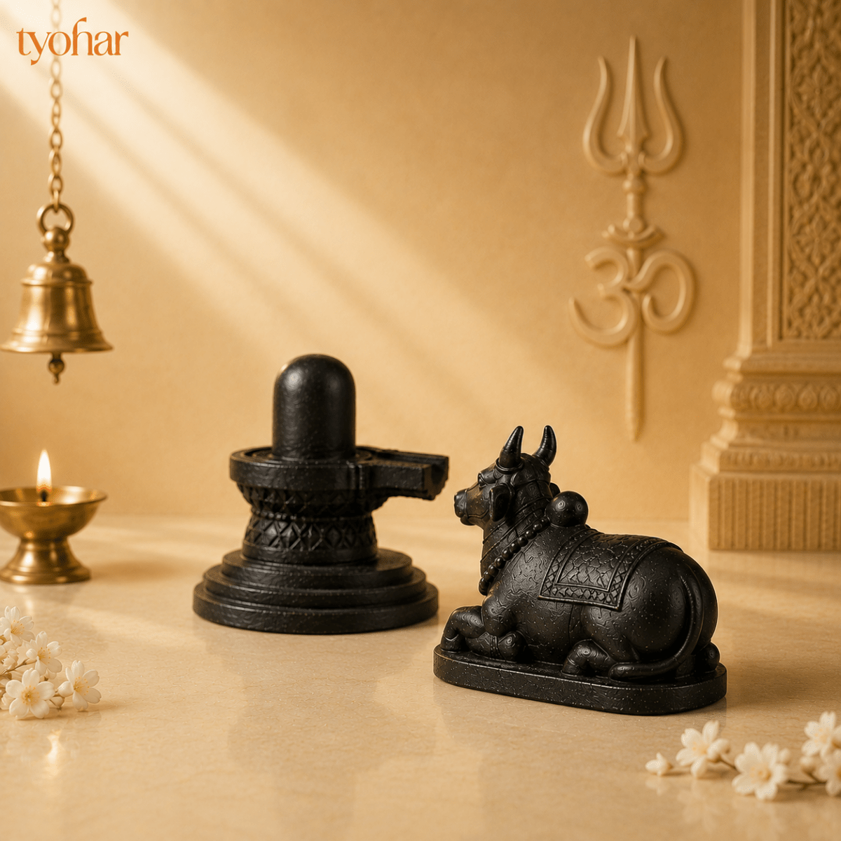 Pyrite Shivling & Nandi | Attract Abundance, Prosperity & Shiv Ji's Blessings - Tyohar Store