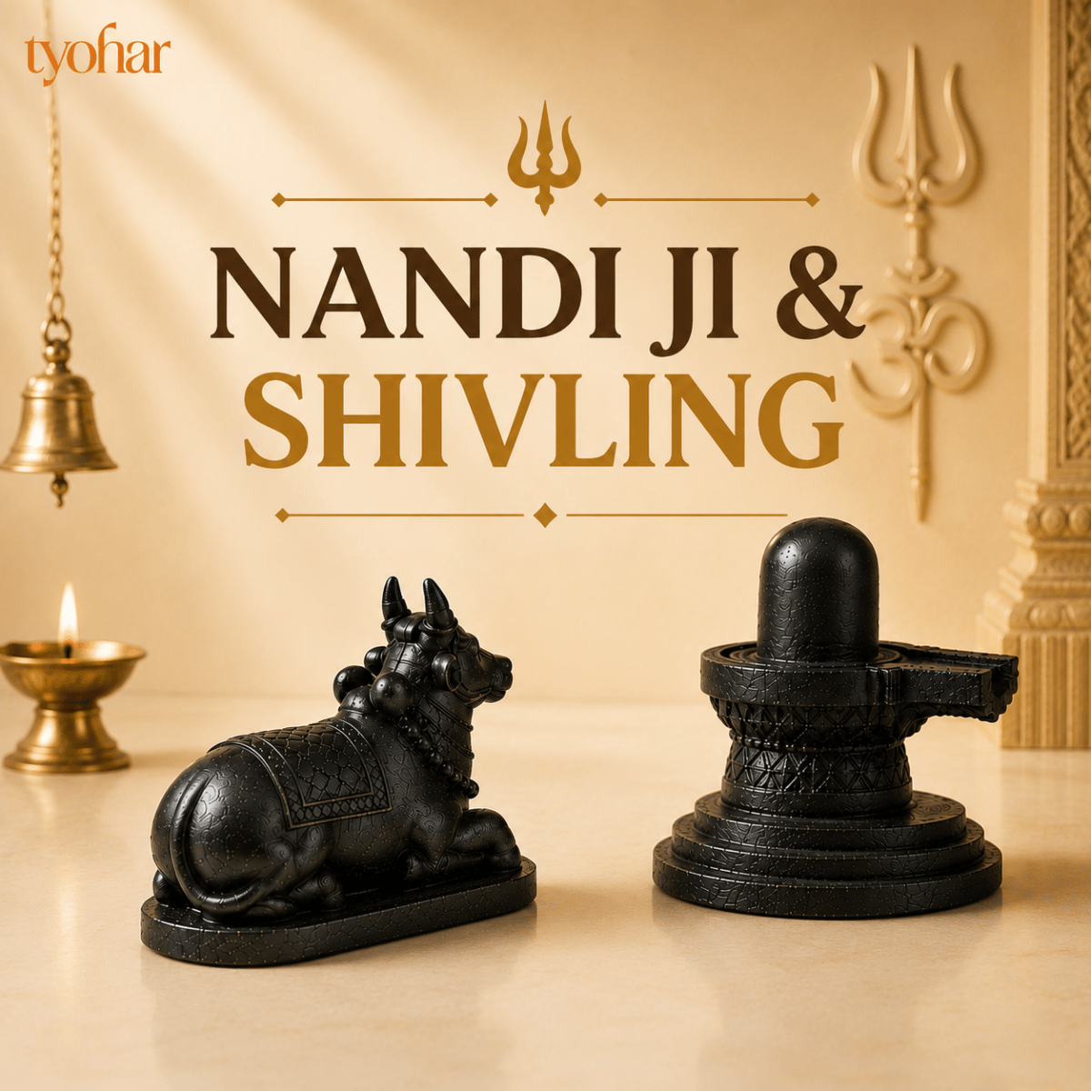 Pyrite Shivling & Nandi | Attract Abundance, Prosperity & Shiv Ji's Blessings - Tyohar Store