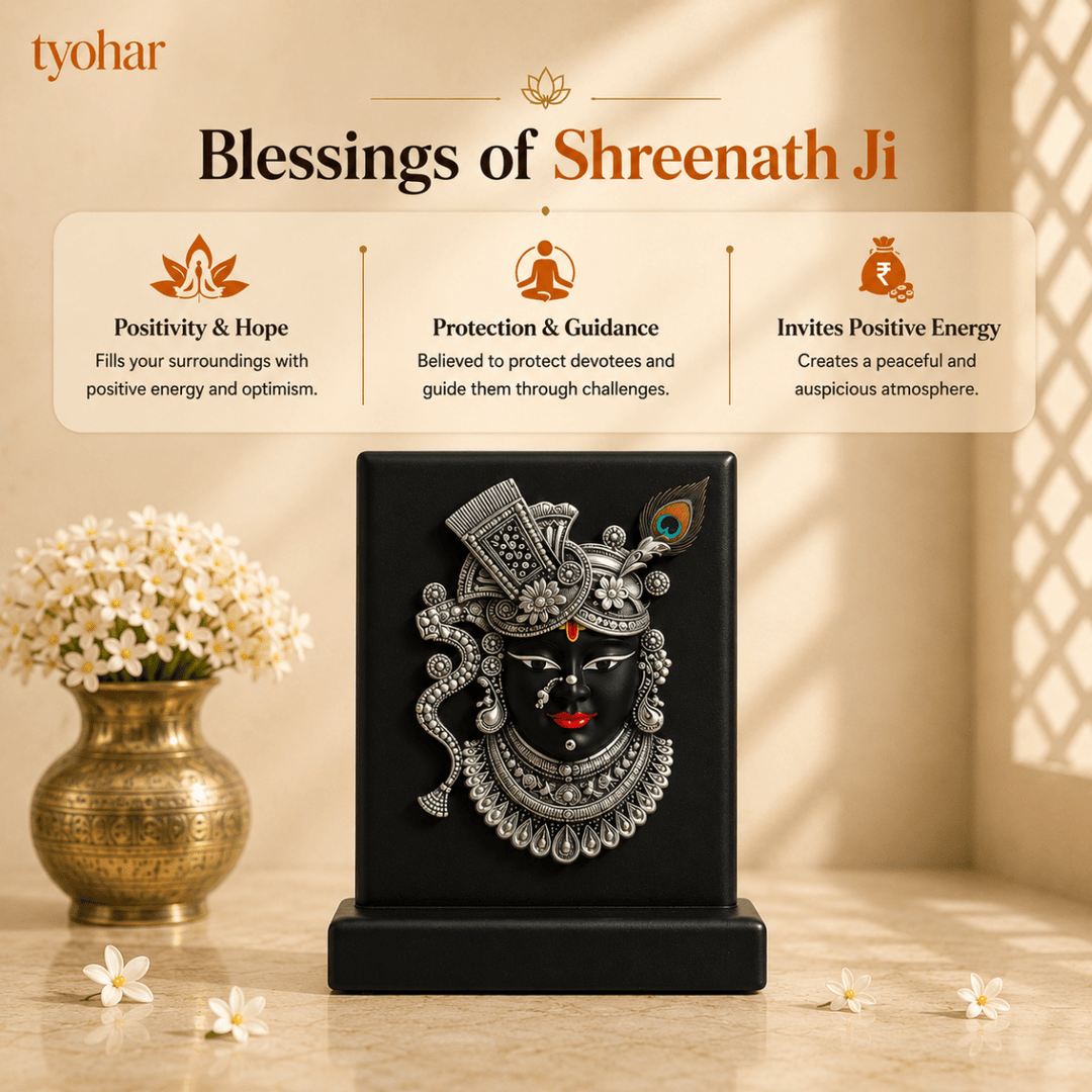 Shreenathji Mukharvind & Radha Krishna 3D Frame | 999 Silver Plated - Tyohar Store