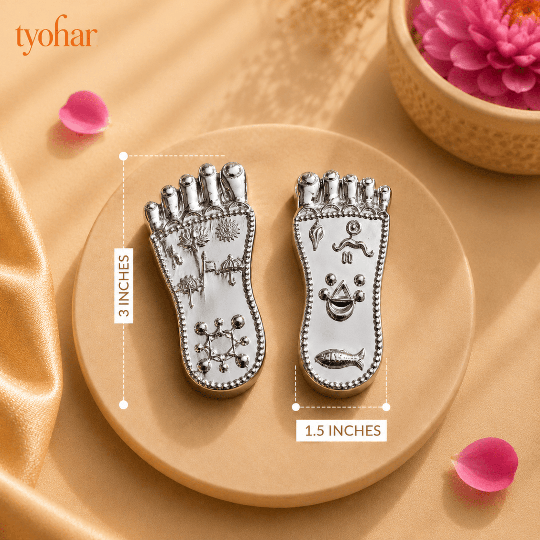 Shree Krishna Charan Paduka | Pure Silver Plated - Tyohar Store