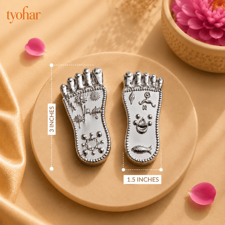Shree Krishna Charan Paduka | Pure Silver Plated - Tyohar Store