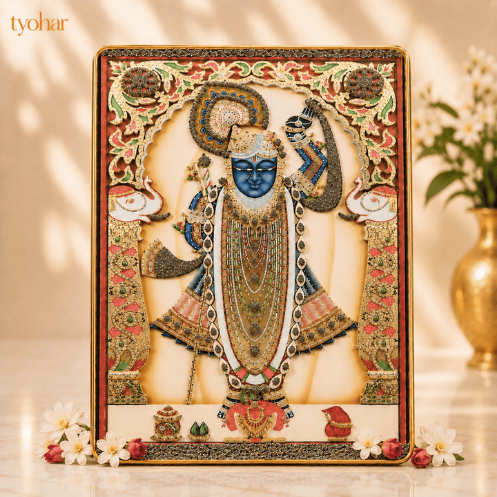 Ranchhod Raai Shreenathji | Pure Pyrite Studded Frame - Tyohar Store