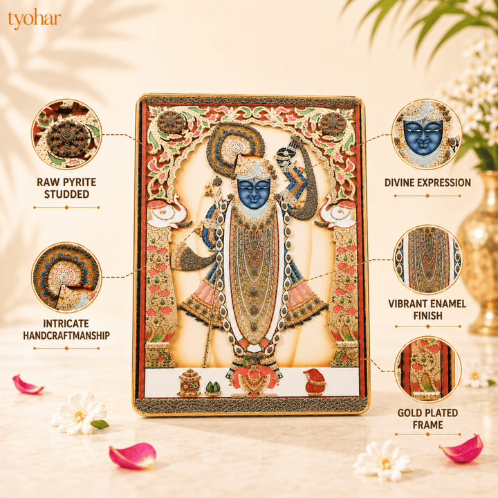 Ranchhod Raai Shreenathji | Pure Pyrite Studded Frame - Tyohar Store