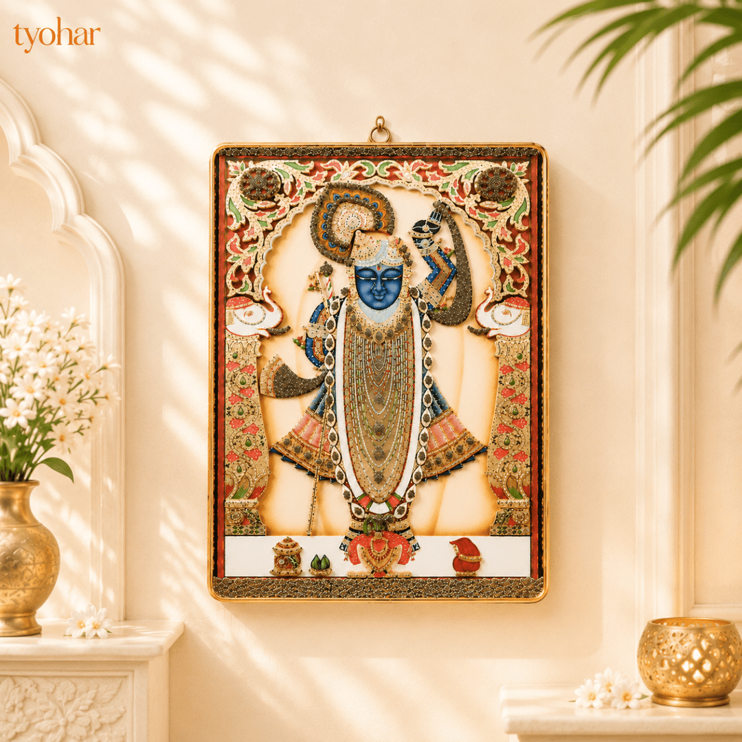 Ranchhod Raai Shreenathji | Pure Pyrite Studded Frame - Tyohar Store
