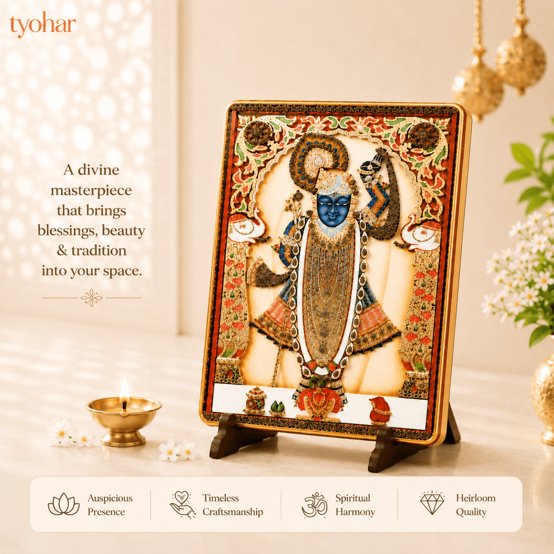 Ranchhod Raai Shreenathji | Pure Pyrite Studded Frame - Tyohar Store
