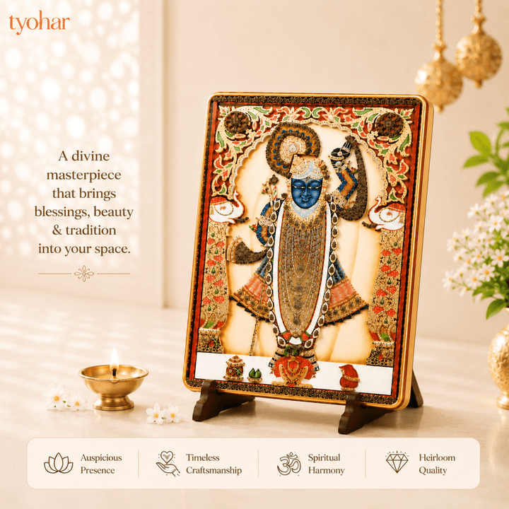 Ranchhod Raai Shreenathji | Pure Pyrite Studded Frame - Tyohar Store