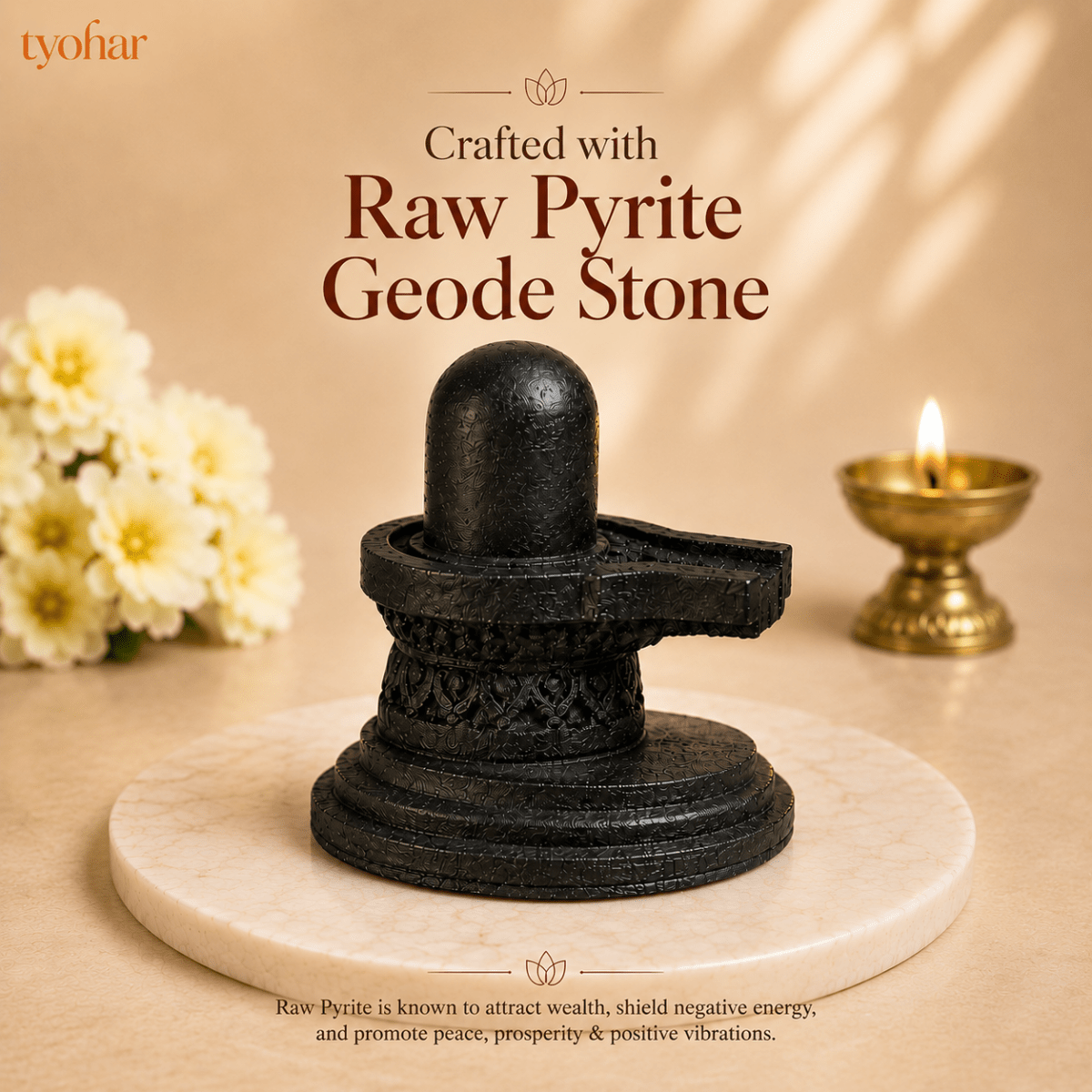 Pyrite Shivling & Nandi | Attract Abundance, Prosperity & Shiv Ji's Blessings - Tyohar Store