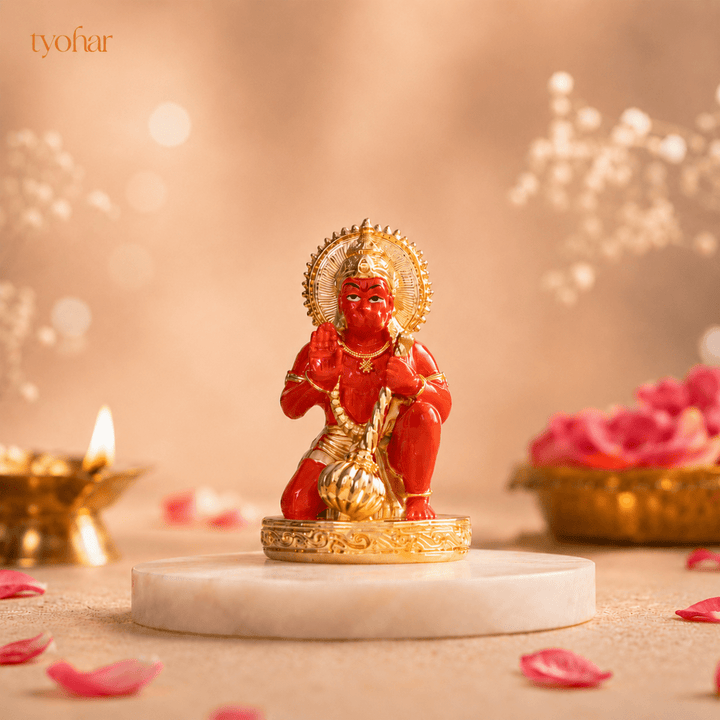 Bajrangbali Sinduri Hanuman Murti - Pure 24K Gold Plated - Tyohar Store