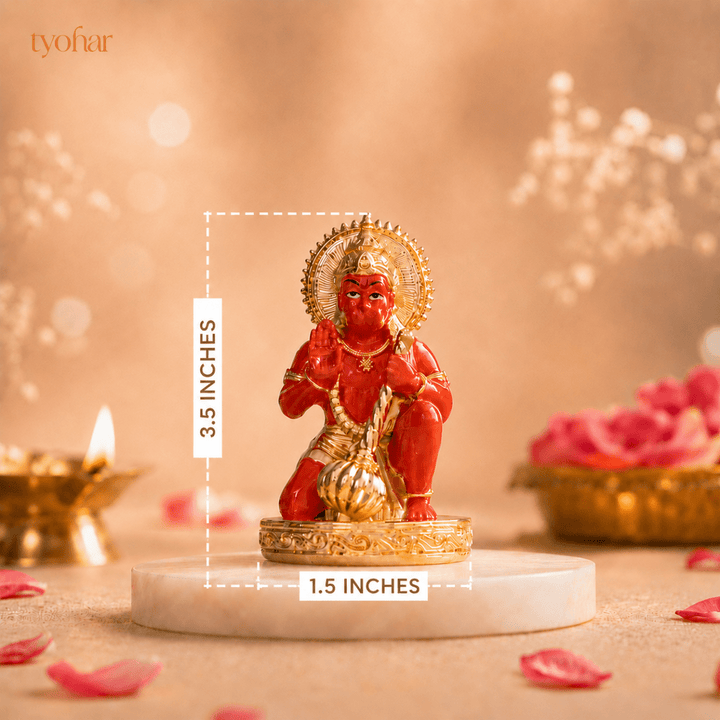 Bajrangbali Sinduri Hanuman Murti - Pure 24K Gold Plated - Tyohar Store
