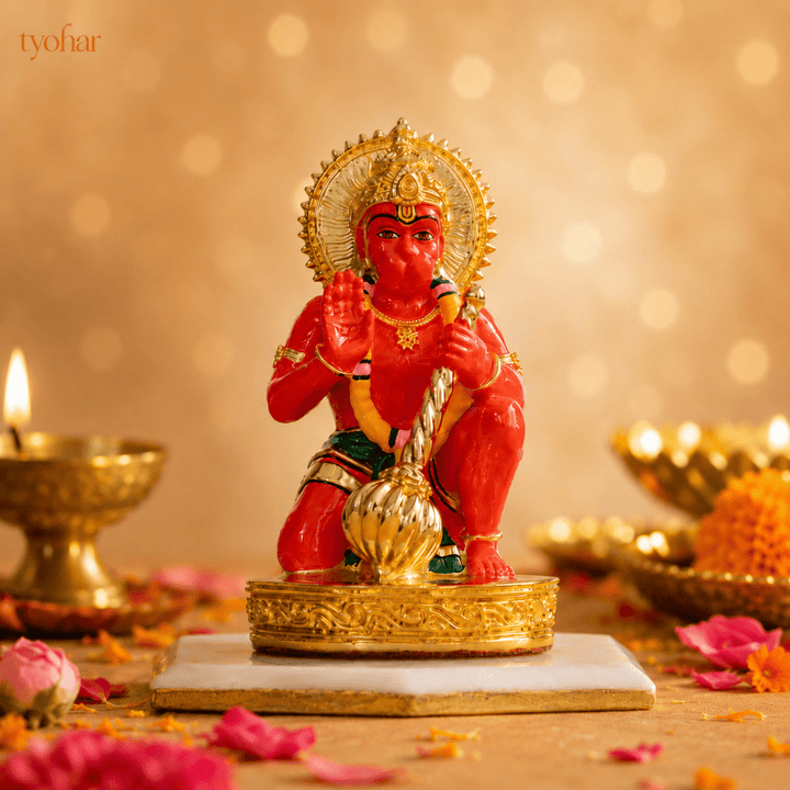 Bajrangbali Sinduri Hanuman Murti - Pure 24K Gold Plated - Tyohar Store