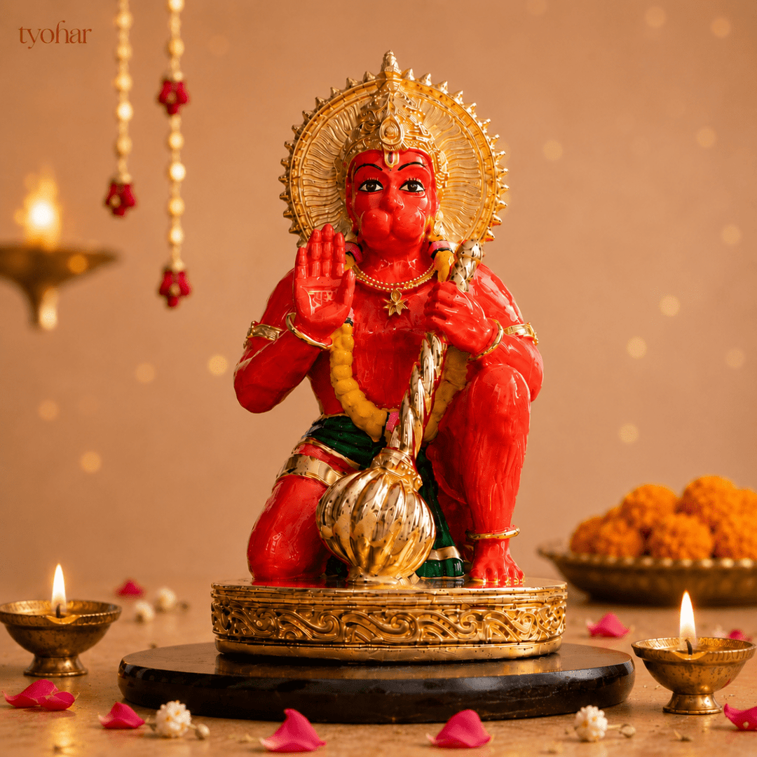 Bajrangbali Sinduri Hanuman Murti - Pure 24K Gold Plated - Tyohar Store