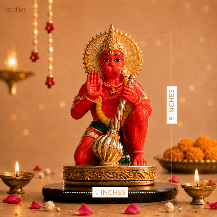 Bajrangbali Sinduri Hanuman Murti - Pure 24K Gold Plated - Tyohar Store
