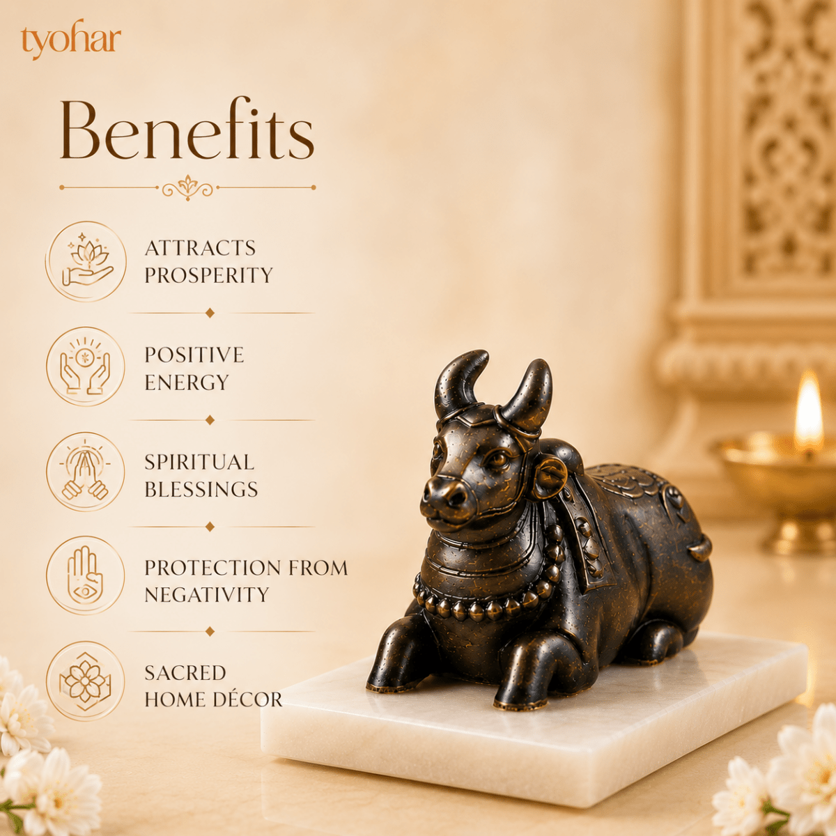Pyrite Shivling & Nandi | Attract Abundance, Prosperity & Shiv Ji's Blessings - Tyohar Store