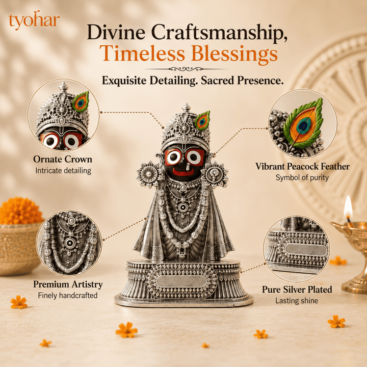 Rajadhiraj Lord Jagannath Idol | 999 Silver Plated - Tyohar Store