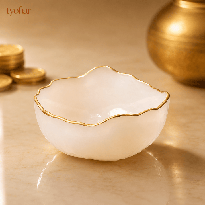 Pure Selenite Money Bowl with Gold Lining - Tyohar Store
