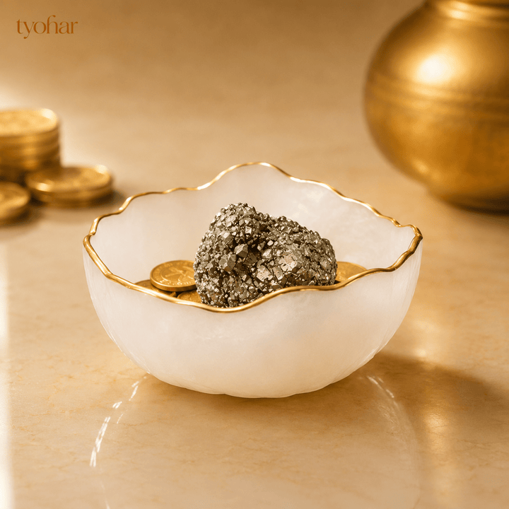 Pure Selenite Money Bowl with Gold Lining - Tyohar Store