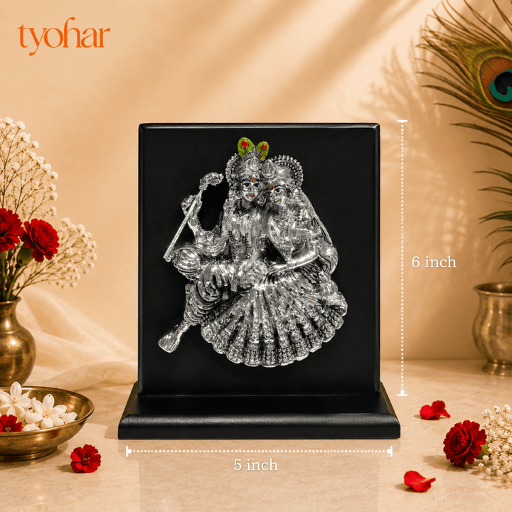 Shreenathji Mukharvind & Radha Krishna 3D Frame | 999 Silver Plated - Tyohar Store