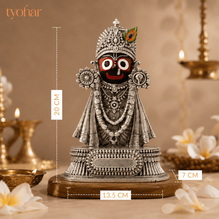 Rajadhiraj Lord Jagannath Idol | 999 Silver Plated - Tyohar Store