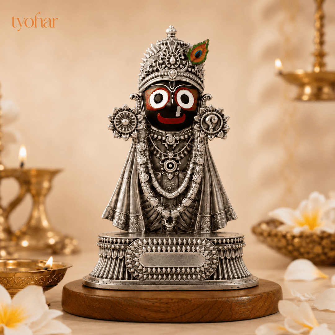 Rajadhiraj Lord Jagannath Idol | 999 Silver Plated - Tyohar Store