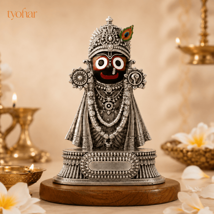 Rajadhiraj Lord Jagannath Idol | 999 Silver Plated - Tyohar Store