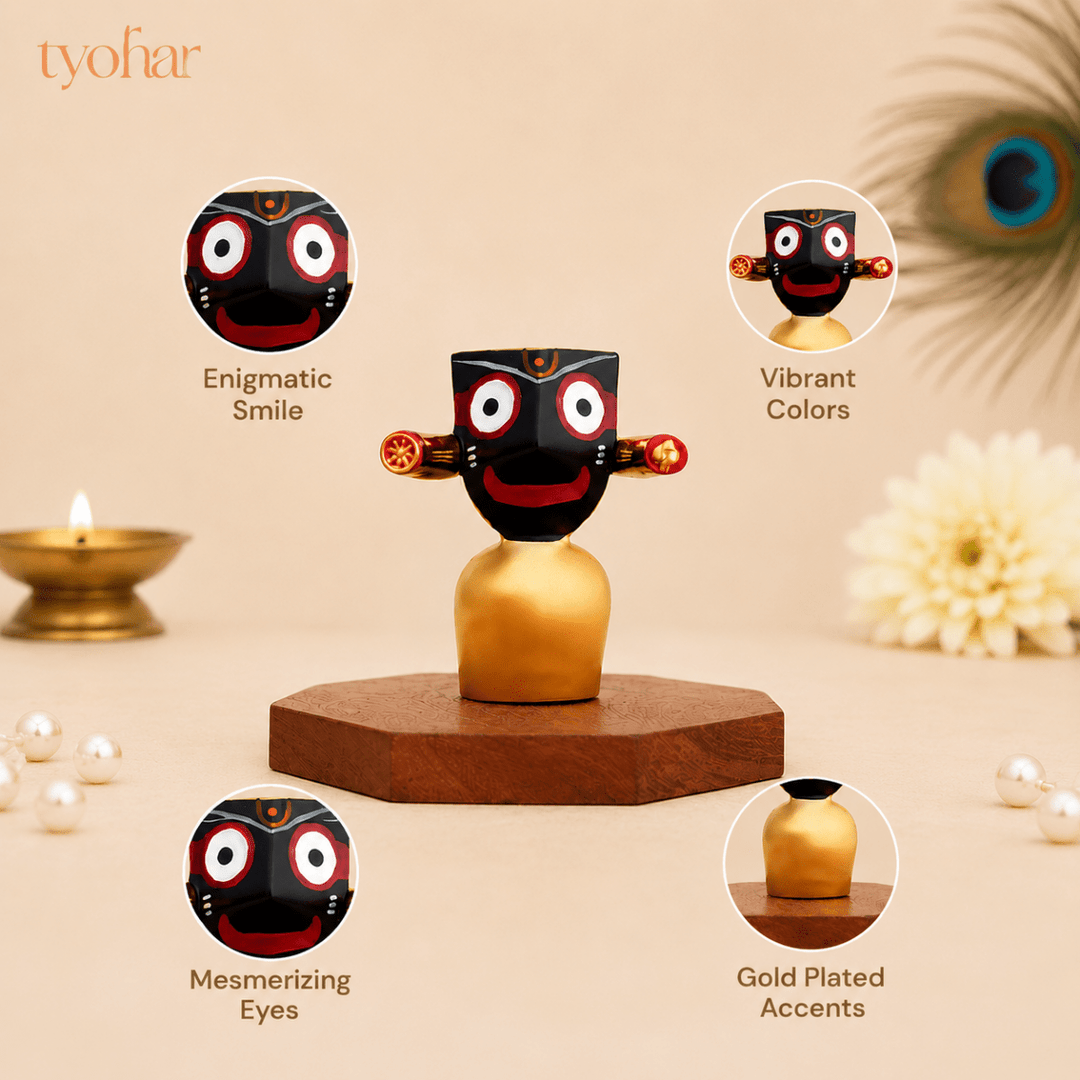 Lord Jagannath, Subhadra, Balabhadra Murti Set | Gold Plated - Tyohar Store