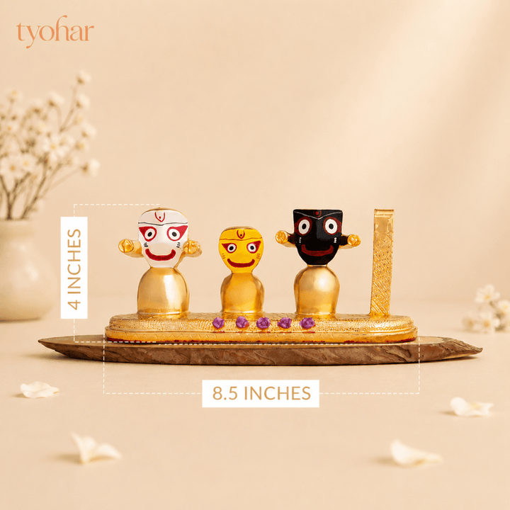 Lord Jagannath, Subhadra, Balabhadra Murti Set | Gold Plated - Tyohar Store