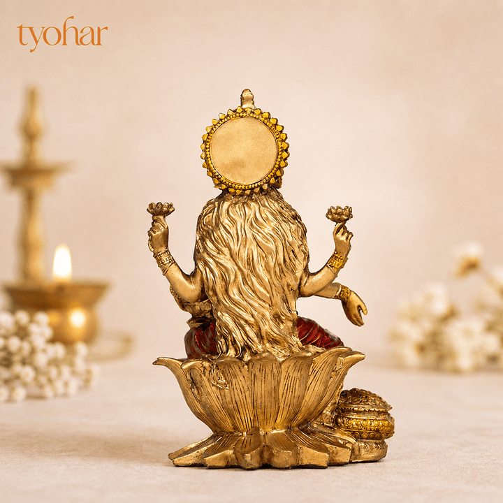 Antique Goddess Lakshmi Idol | Rustic Finish [7 Inch] - Tyohar Store