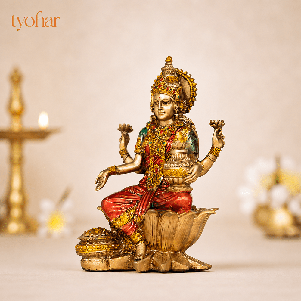 Antique Goddess Lakshmi Idol | Rustic Finish [7 Inch] - Tyohar Store