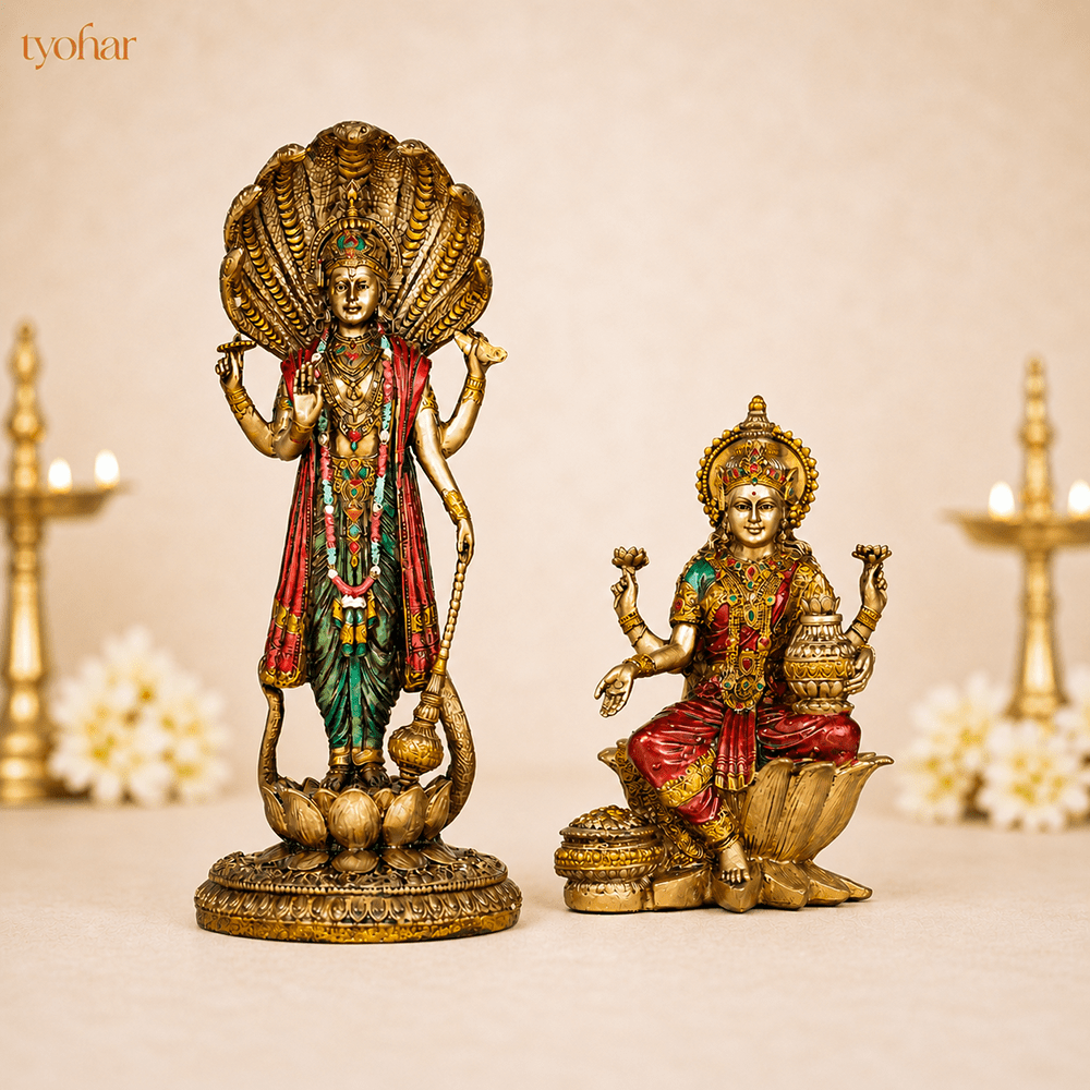 Antique Goddess Lakshmi Idol | Rustic Finish [7 Inch] - Tyohar Store