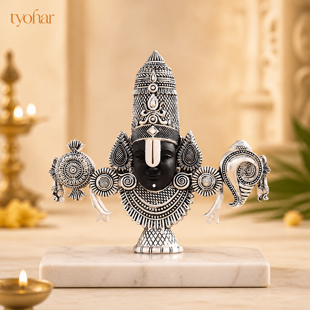 Sri Balaji Face Idol | Pure Silver Plated - Tyohar Store