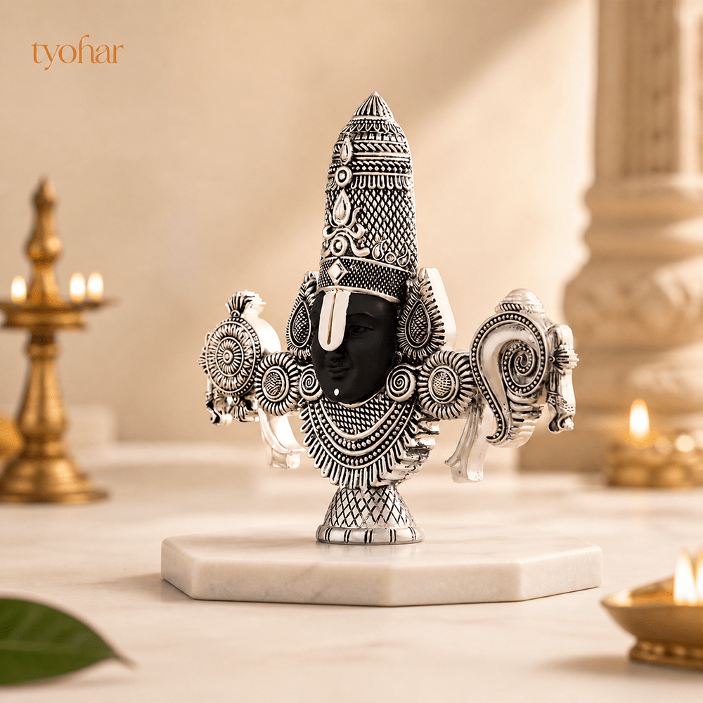 Sri Balaji Face Idol | Pure Silver Plated - Tyohar Store