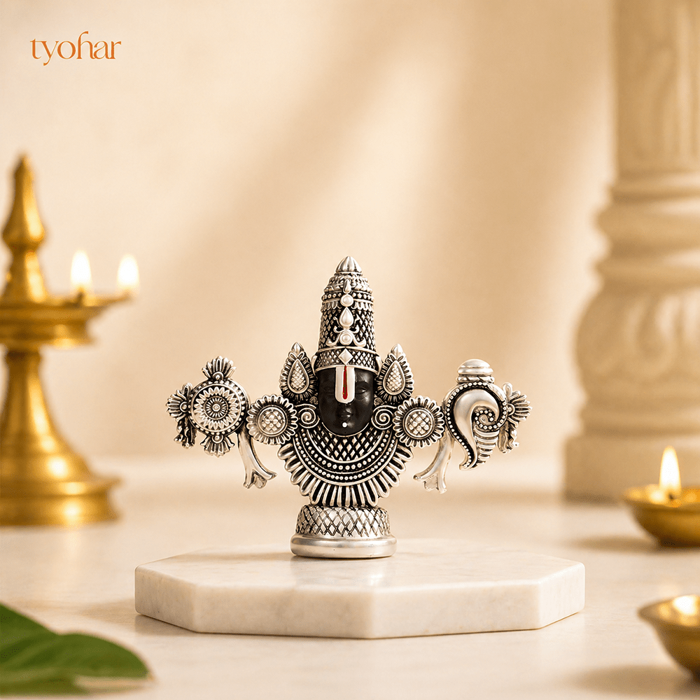 Sri Balaji Face Idol | Pure Silver Plated - Tyohar Store
