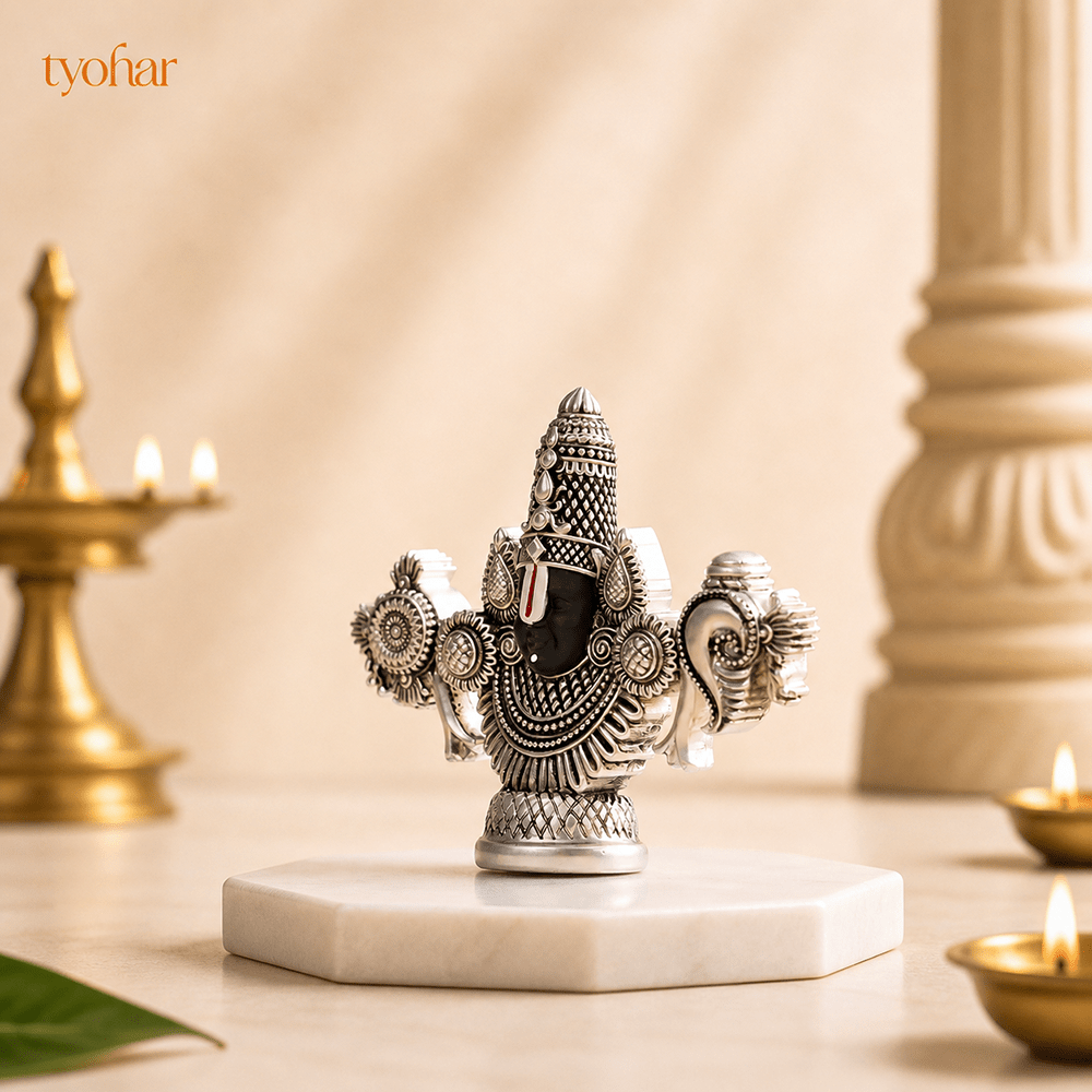 Sri Balaji Face Idol | Pure Silver Plated - Tyohar Store