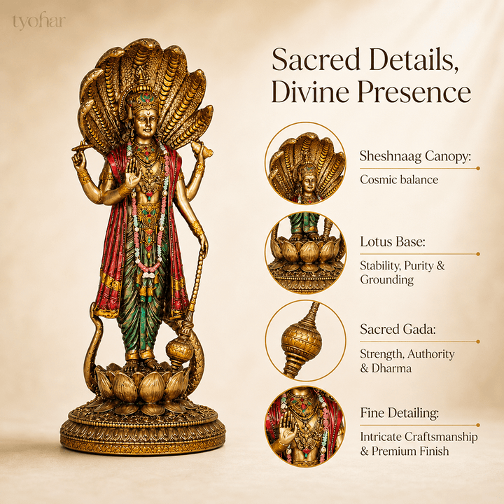 Shree Vishnu Vigraha Antique Idol [12 Inch] - Tyohar Store