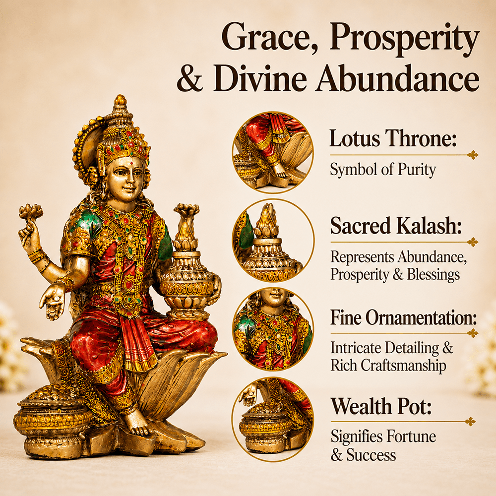Antique Goddess Lakshmi Idol | Rustic Finish [7 Inch] - Tyohar Store