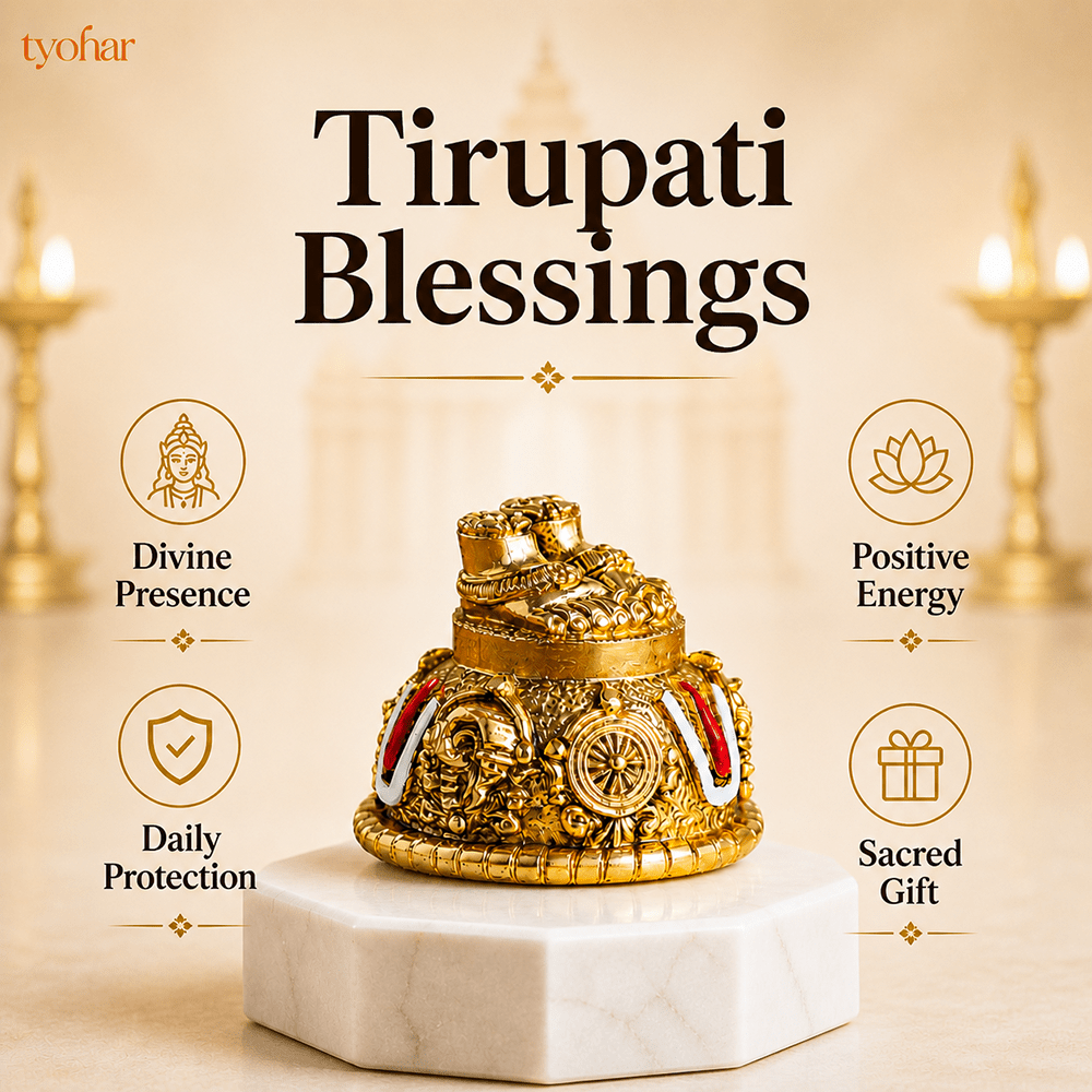 Sri Balaji Charan With Shanku Chakra Namam | Pure Gold Plated [2 Inch] - Tyohar Store